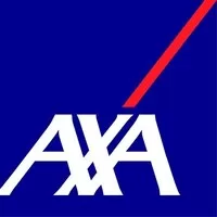 AXA logo featuring white uppercase "AXA" text on a blue background with a red diagonal line. Used in Article a