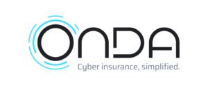 Onda logo featuring a stylized circular design with the text 'Onda' in modern font, accompanied by the tagline 'Cyber insurance, simplified' underneath. Used in article about their new cyber insurance mid-market product Onda X