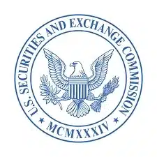 The official seal of the U.S. Securities and Exchange Commission (SEC), featuring a bald eagle with outstretched wings holding an olive branch in one talon and a bundle of arrows in the other. The seal is encircled by the words "U.S. Securities and Exchange Commission" and the Roman numerals "MCMXXXIV" (1934), representing the year the SEC was established.