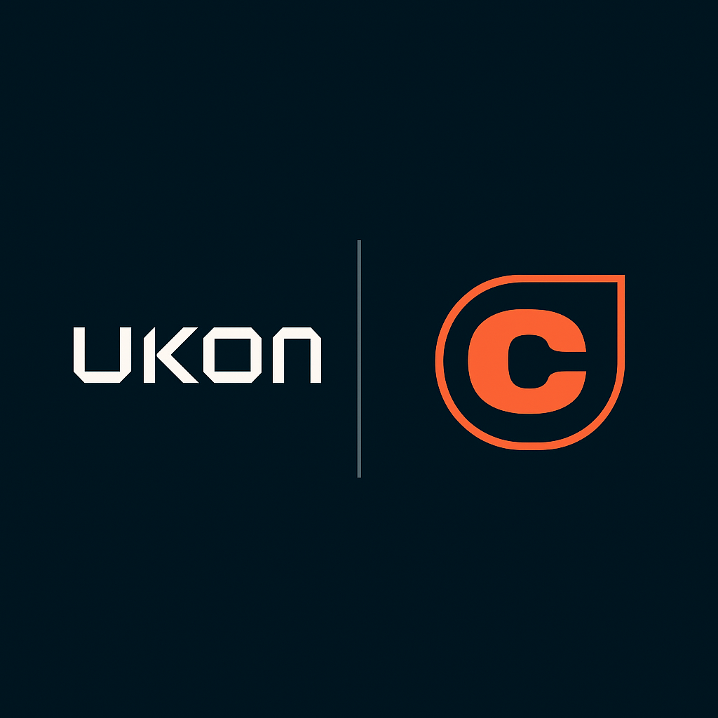 Cork Protection UKON partnership represented by their logos side by side on a dark blue background, representing cybersecurity collaboration for MSPs.