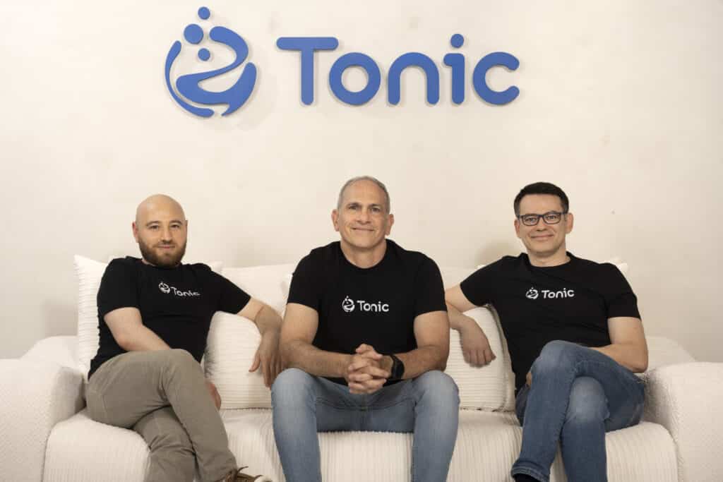 Tonic founders (from left to right) David Warshavski (CPO), Sharon Isaaci (CEO) and Greg Ainbinder (CTO) of Tonic providers of AI-powered cybersecurity