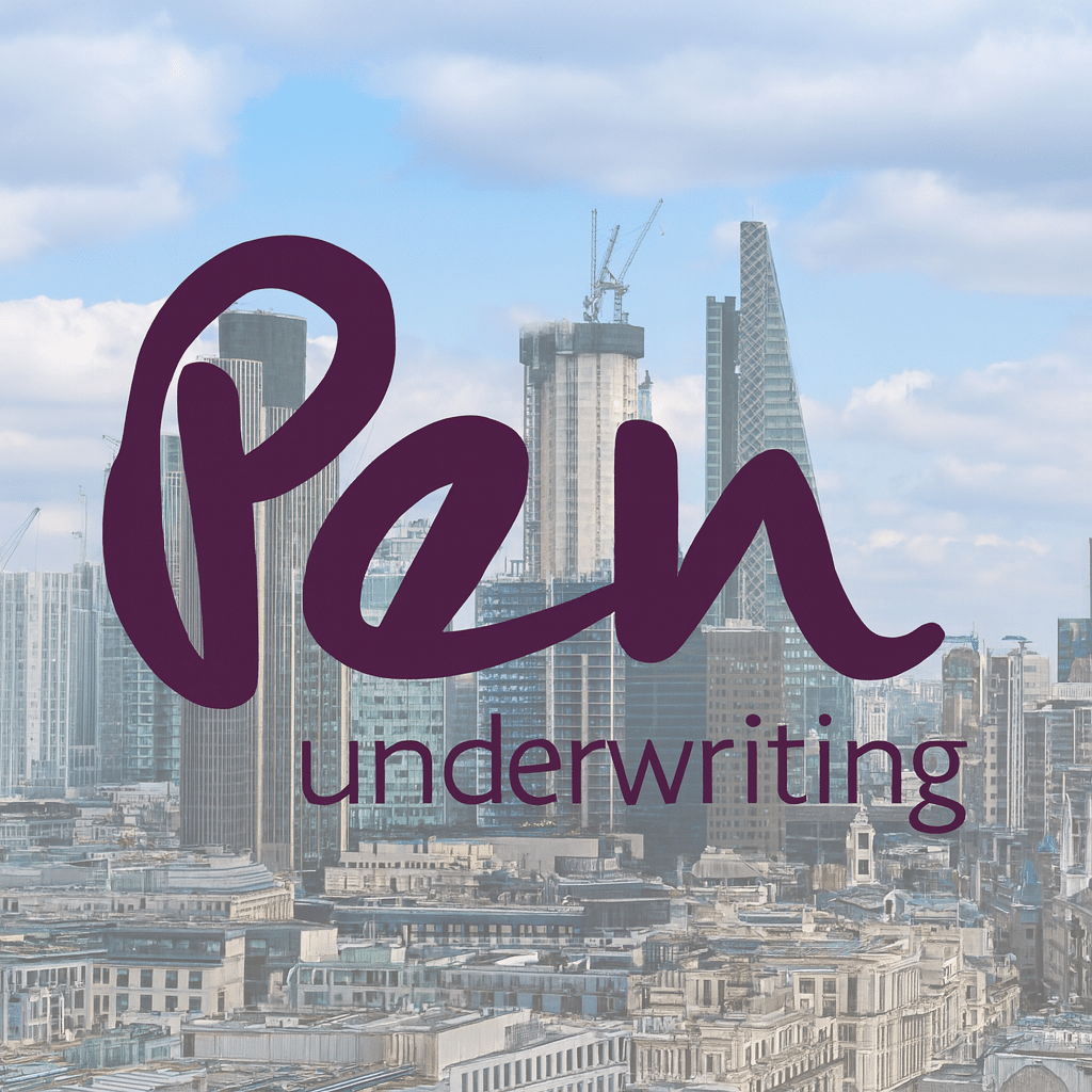 Pen Underwriting logo superimposed on the London city skyline, symbolizing expanded cyber insurance for SMEs in the UK.