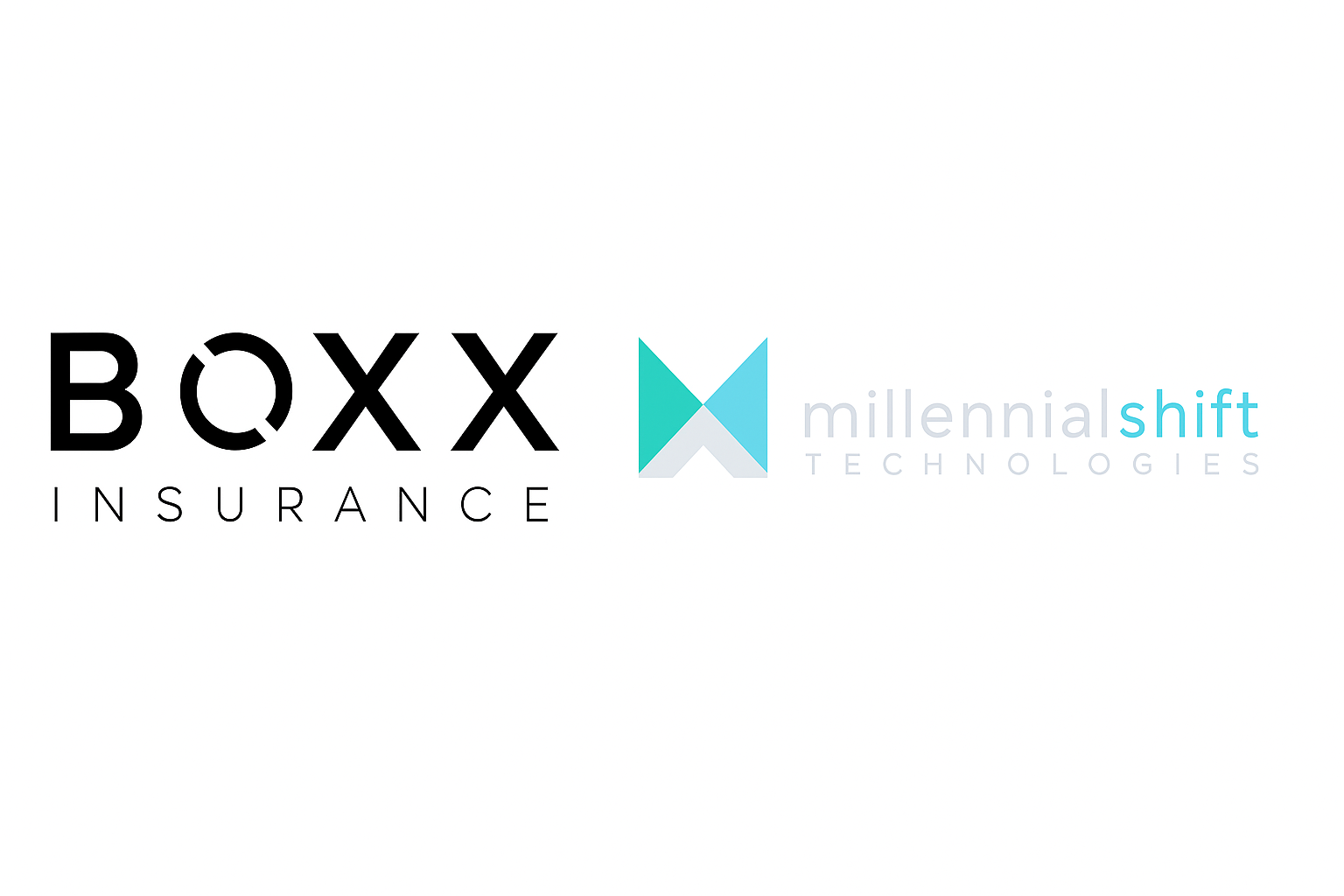 BOXX Insurance and Millennial Shift Technologies logos side by side, highlighting partnership to expand cyber and professional liability insurance solutions
