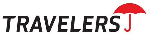 Travelers Insurance logo with red umbrella symbol, representing 2025 Travelers Risk Index report on cyber threats and business risks.