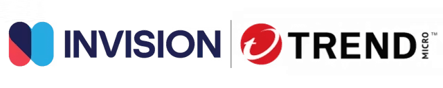 Invision Cyber and Trend Micro logos for announcement of US cyber insurance product.