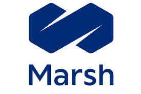 Logo of Marsh, cyber insurance broker and risk advisor, on its report concerning a drop in cyber insurance rates.