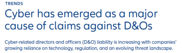 Except from Allianz Commercial D&O Insurance Insights 2026 Report, regarding D&O insurance for cybersecurity