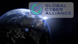 Global Cyber Alliance logo over a satellite view of Earth illustrating global cybersecurity predictions and internet resilience.