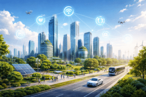 Generic Smart City Image relating to cyber insurance for government. And cyber liability insurance for smart cities. cybersecurity insurance for government is increasingly relevant.