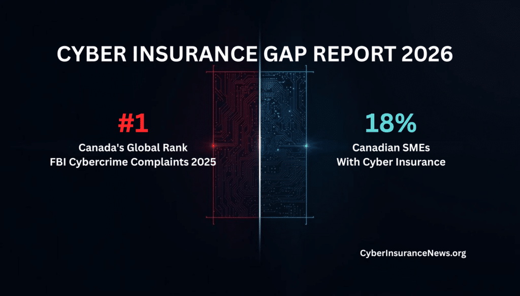 Canada ranks number one globally for FBI cybercrime complaints
in 2025 while only 18 percent of Canadian SMEs carry cyber
insurance according to the 2026 Cyber Insurance Gap Report