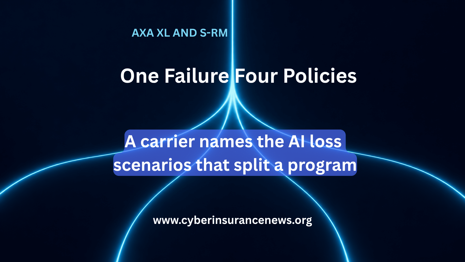 Cyber Insurance News story on AI risk insurance showing one line of light splitting into four separate strands.